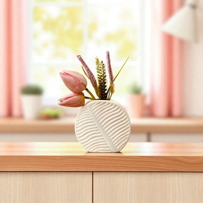 Luna Leaf Minimal Vase (White)