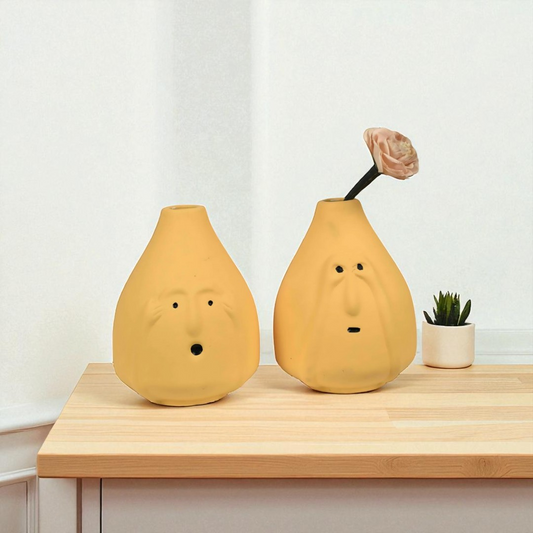 Flabbergasted Face Vase - Set of 2 (Yellow)