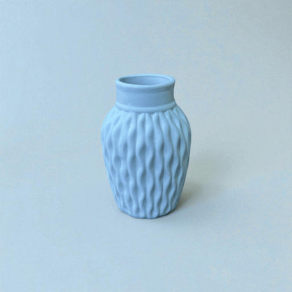 Wavy Textured Vase - Pastel Blue