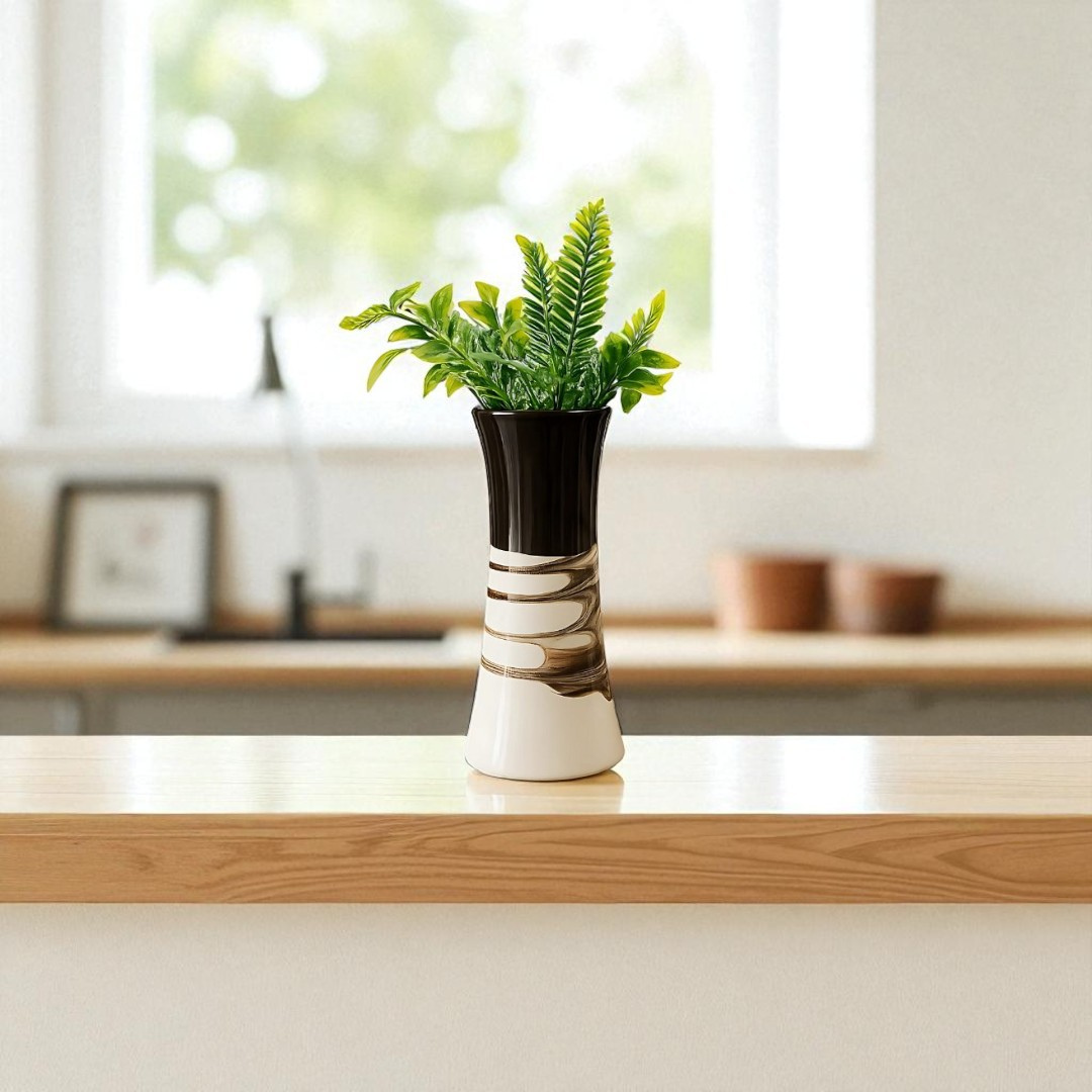 Abstract Brown Swirl Pipe Vase – Set of 2
