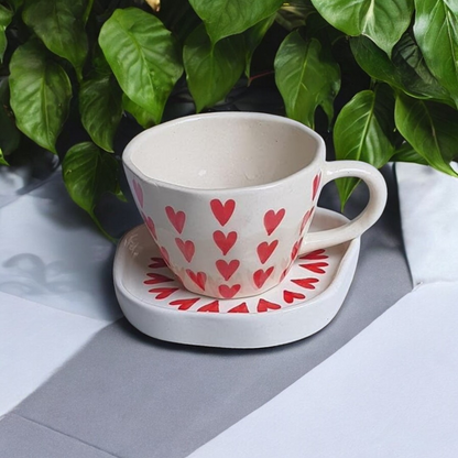 Heart Printed Cup & Saucer