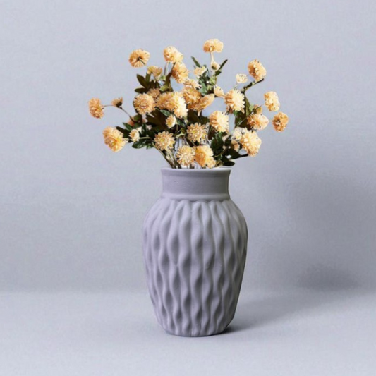 Wavy Textured Vase - Pastel Gray