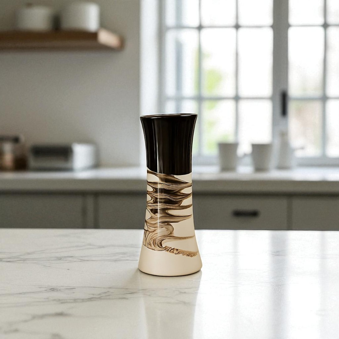 Abstract Brown Swirl Pipe Vase – Set of 2