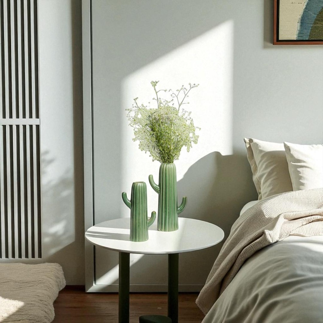 Cactus-Inspired Ceramic Vase Set
