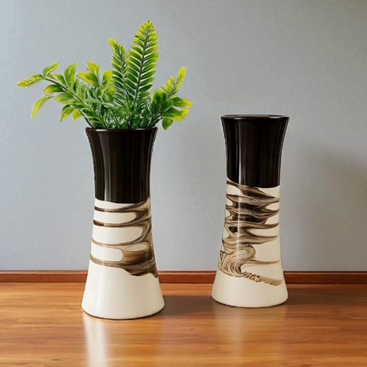 Abstract Brown Swirl Pipe Vase – Set of 2