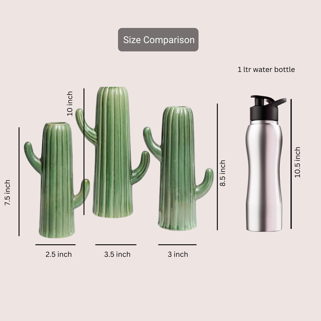 Cactus-Inspired Ceramic Vase Set