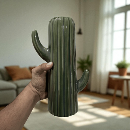 Cactus-Inspired Ceramic Vase Set