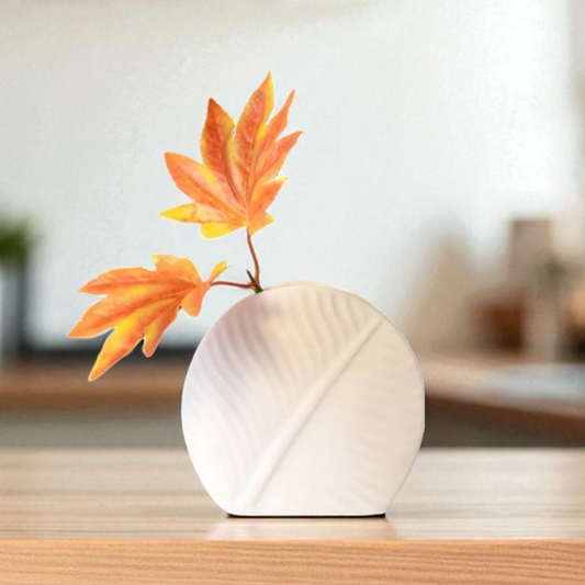 Luna Leaf Minimal Vase (White)