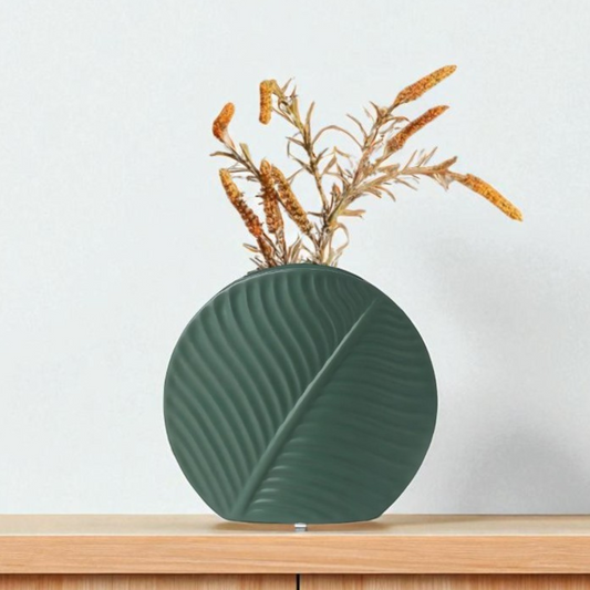 Luna Leaf Minimal Vase (Green)