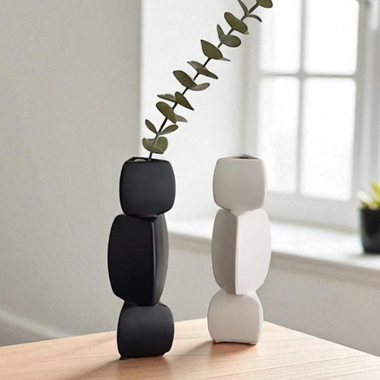 Onyx Stack Ceramic Vase - Set of 2