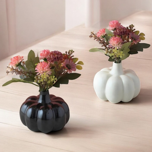 Pumpkin-Shaped Ceramic Vase - Set of 2